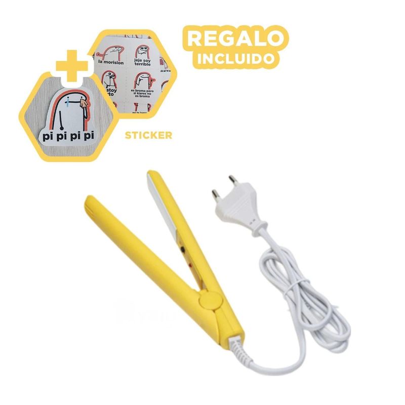 RYBIU IMPORT - Pack6 Pequeña Plancha de Pelo Amarillo Y+Regalo Stickers