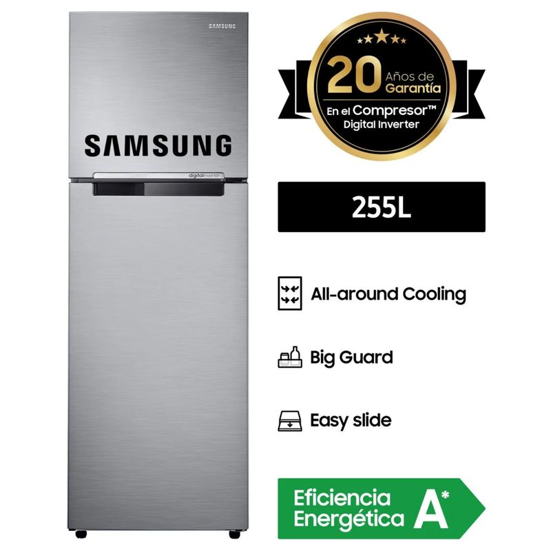 SAMSUNG - REFRIGERADORA SAMSUNG TOP FREZEER 255 LT NO FROST RT25FARADS8 SILVER