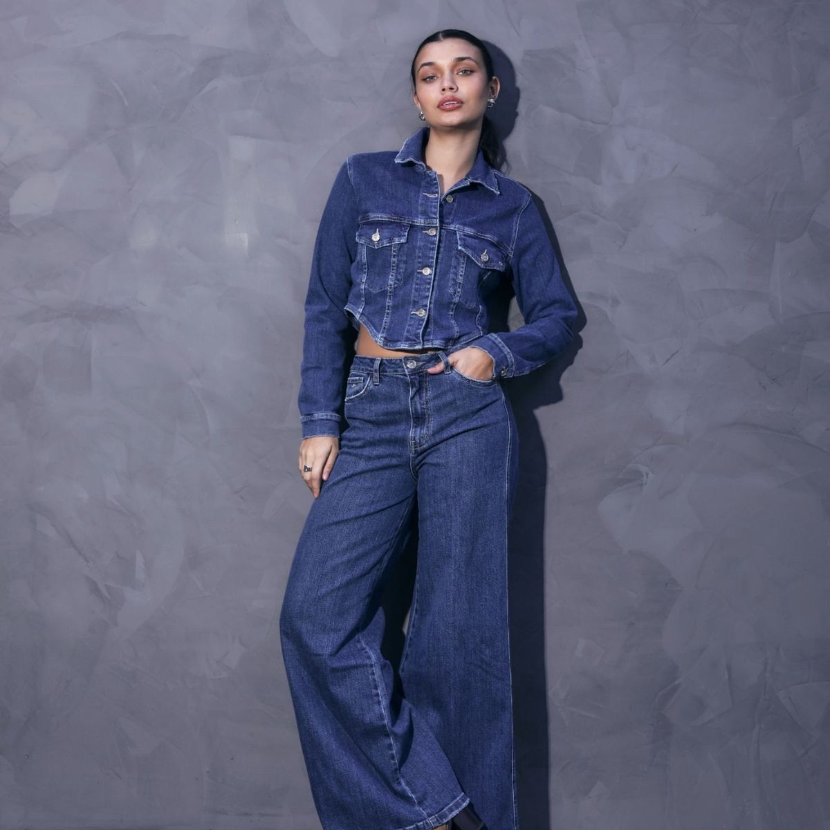 JHAN HIDS - Casaca Cropped Denim Maggy
