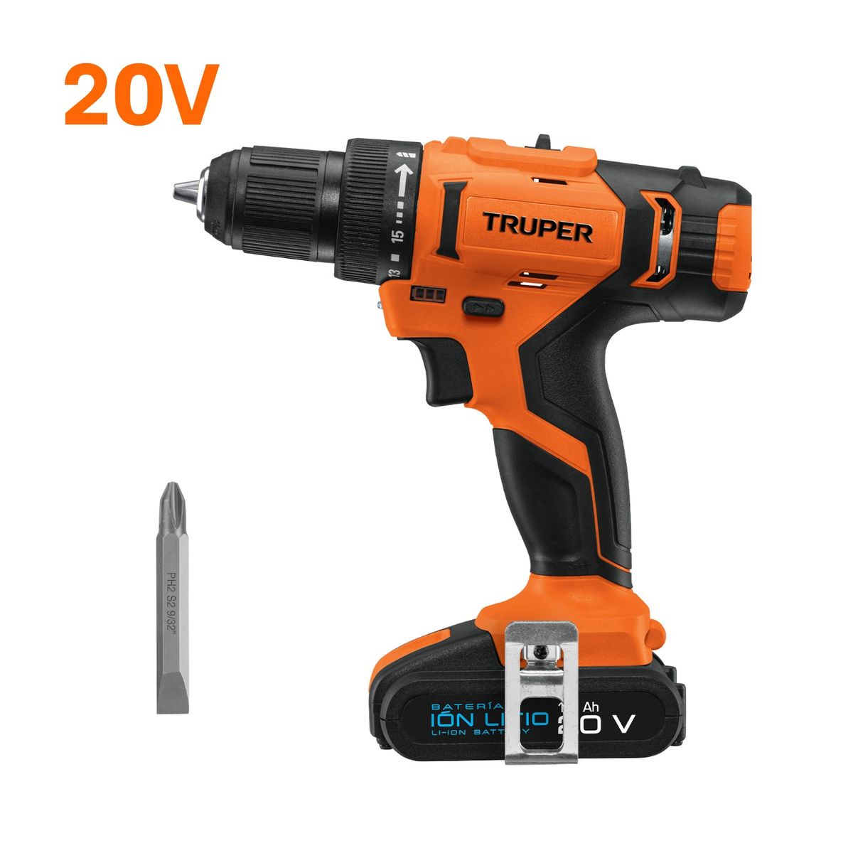 TRUPER - Taladro Inalámbrico 20V + Juego de 100 Brocas Truper