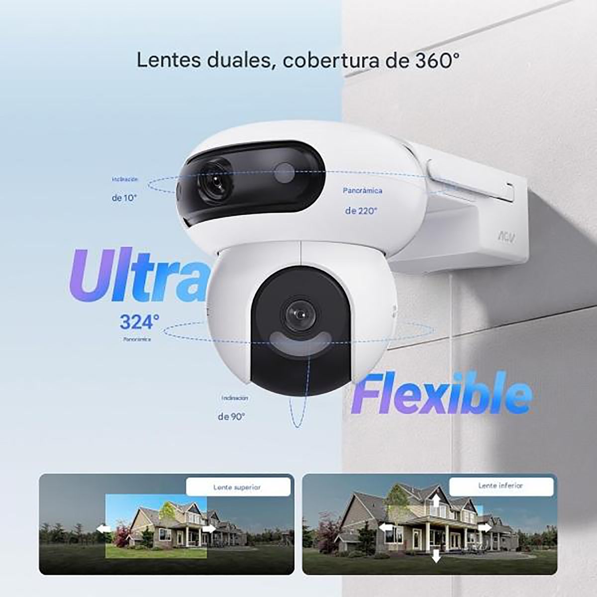 EZVIZ - Cámara wifi HB90 Dual Kit 4MP + 4MP Dual Lens Batería Panel Solar