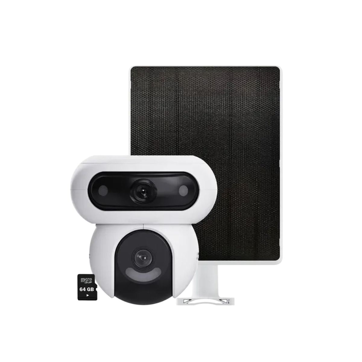 EZVIZ - Cámara wifi HB90 Dual Kit 4MP + 4MP Dual Lens Audio Batería Panel 64GB