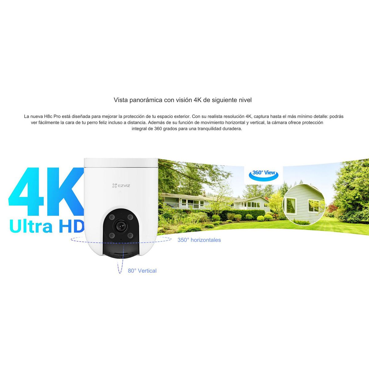 Ezviz - Cámara IP Ezviz H8C PRO 4K 360 Sonido Doble vía Detección IA Sirena