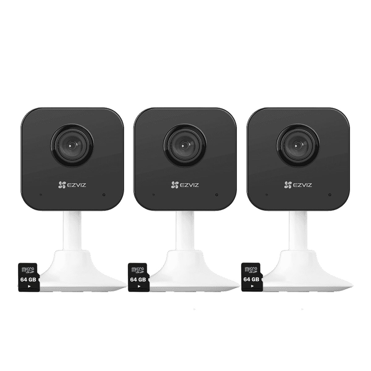 Ezviz - Kit 3 Cámaras Wifi H1C Full HD Sonido Bidireccional Modos Alerta 64GB