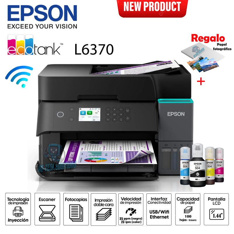 EPSON - IMPRESORA EPSON MULTIFUNCIONAL ECOTANK L6370 WIFI - DÚPLEX - ADF
