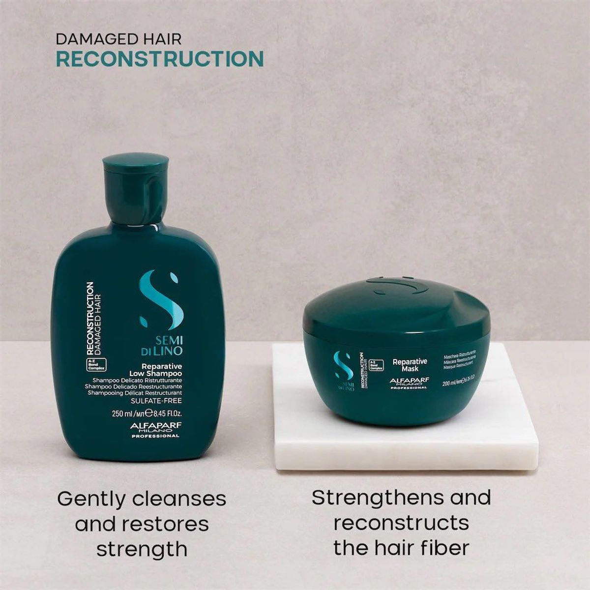 ALFAPARF MILANO - ALFAPARF SEMI DI LINO Reparative Shampoo 250 ml + Mask 200 ml