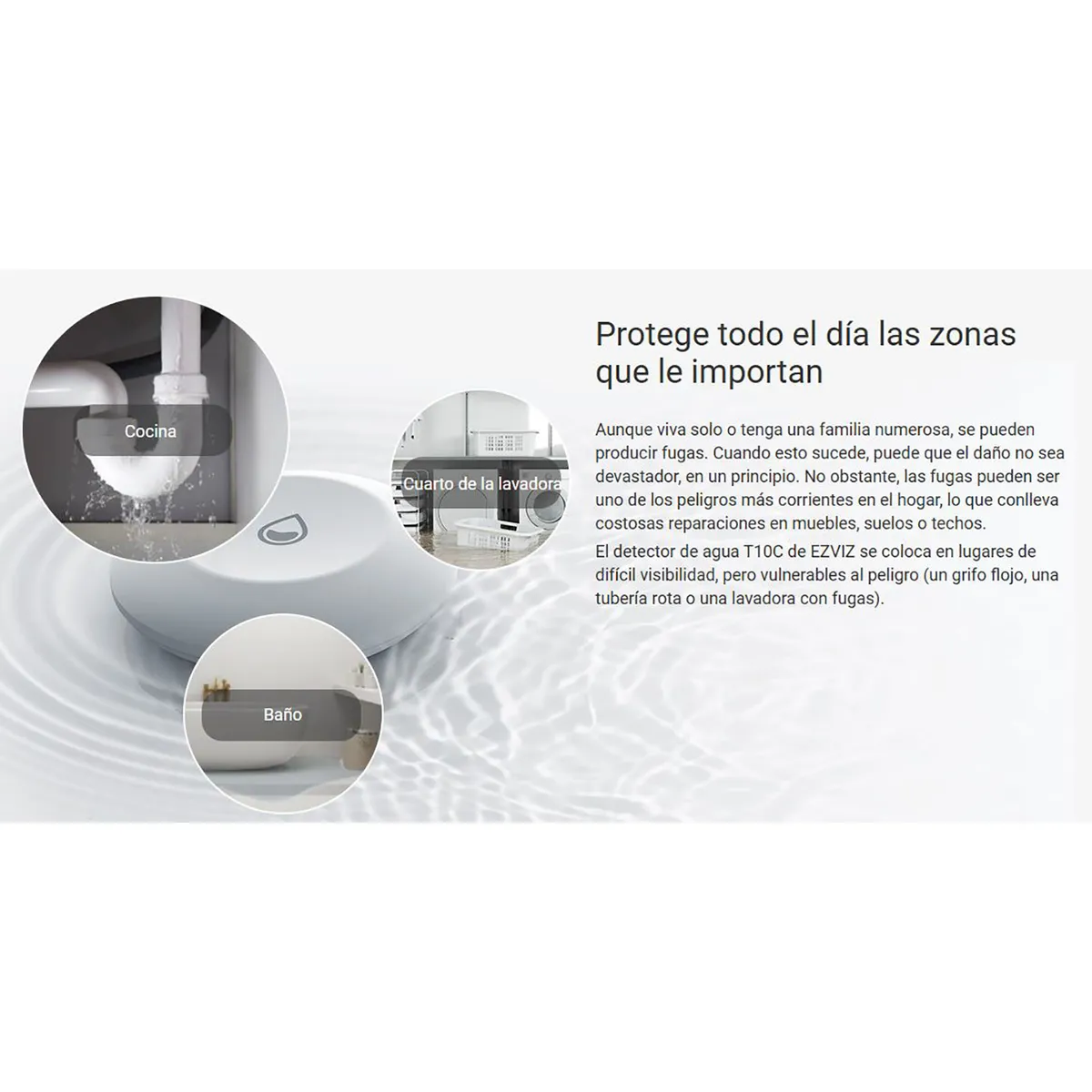 EZVIZ - Sensor inteligente de fuga de agua Ezviz T10C Alerta Instantánea IP67