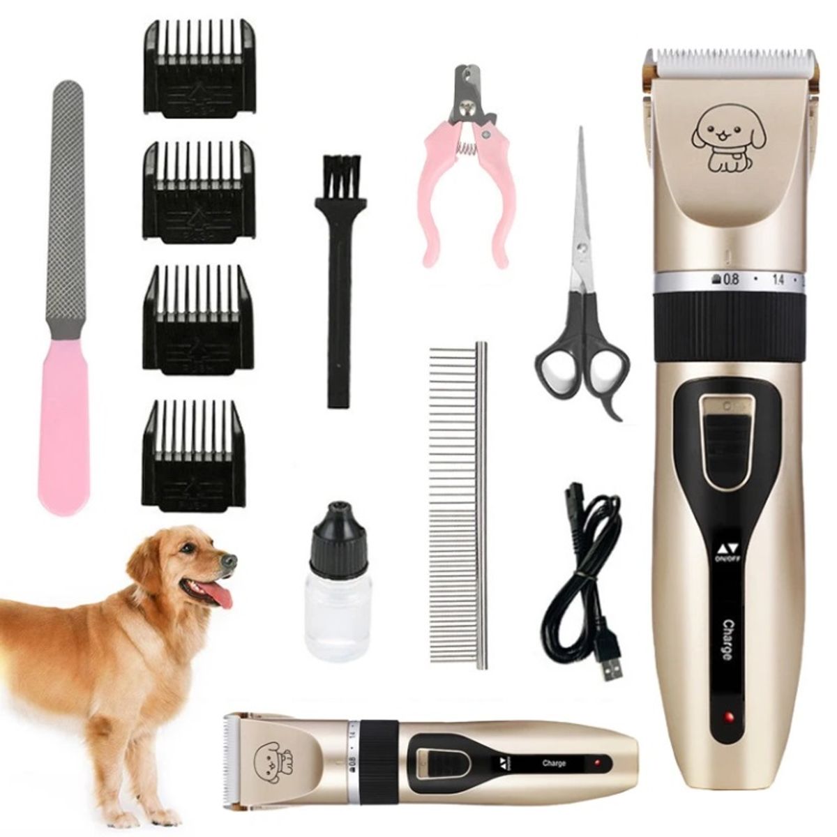 GENERICO - Kit Maquina De Cortar Pelo Mascotas Gatos Perros Recargable
