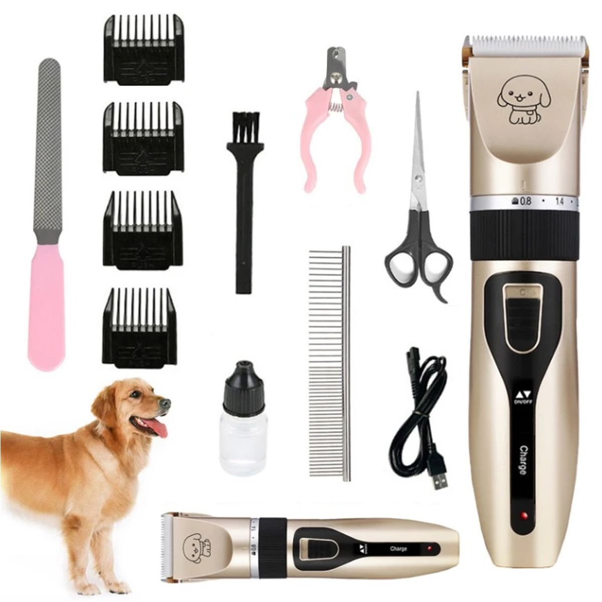 GENERICO - Kit Maquina De Cortar Pelo Mascotas Gatos Perros Recargable