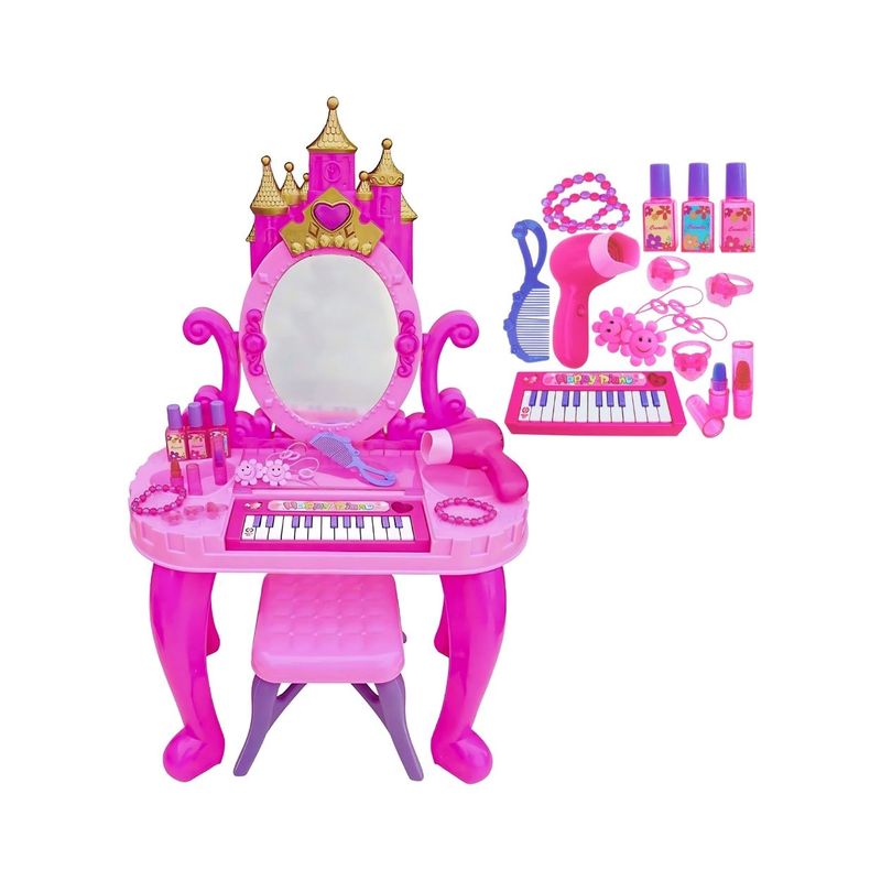 GENERICO - Castillo Tocador Musical con Piano y Secador de Pelo para Niñas