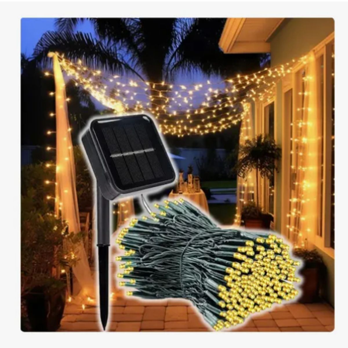 GENERICO - Kit De 2 Luces NAVIDEÑAS LINEAL Hilo Led Solares Arbol Jardin Hogar Navideño