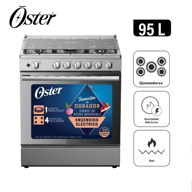 OSTER - Cocina a Gas OSTER 5 Quemadores – PGSGMICA305HSSGM