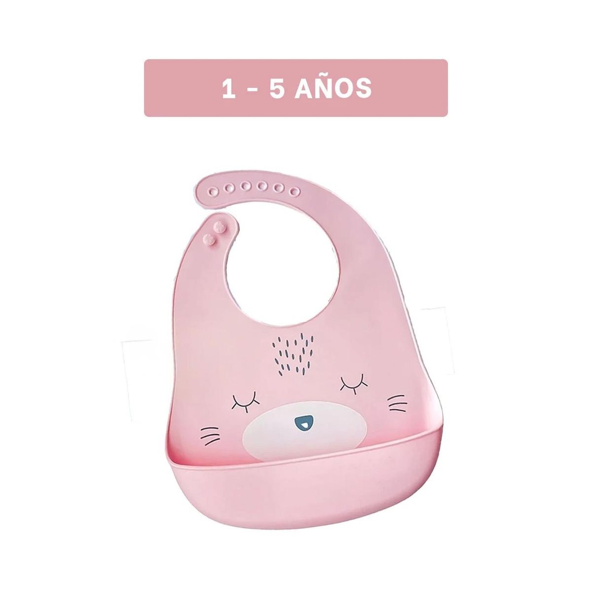 GENERICO - Babero Infantil de Silicona en Rosado Y+Papel de Regalo