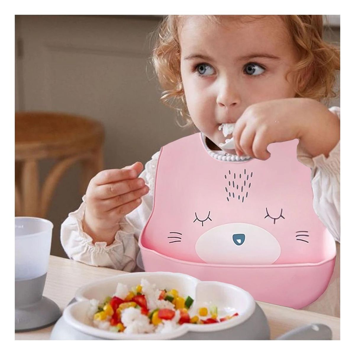 RYBIU IMPORT - Protector Versatil de Babas en Rosado Y+Ligas de Regalo