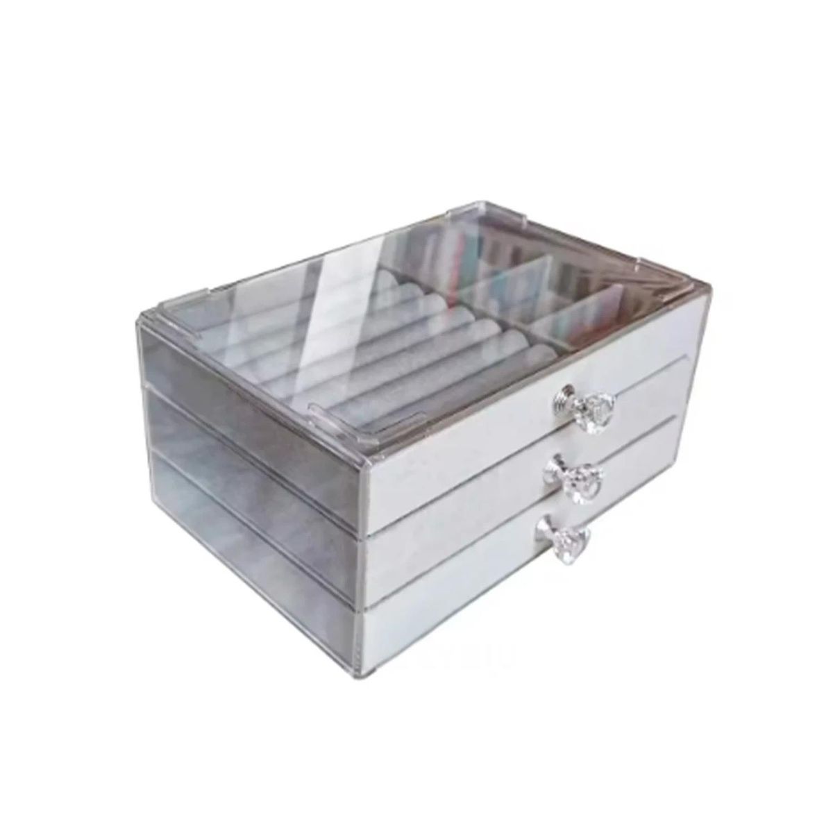 GENERICO - Caja Moderna Joyeria en de 3 Niveles Plomo Y+Ligas de Regalo