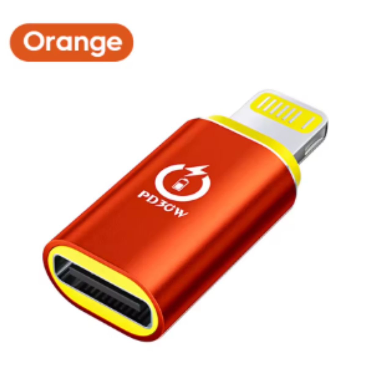 OEM - ADAPTADOR DE USB TIPO-C A LIGHTNING IPHONE PD 30W ORANGE