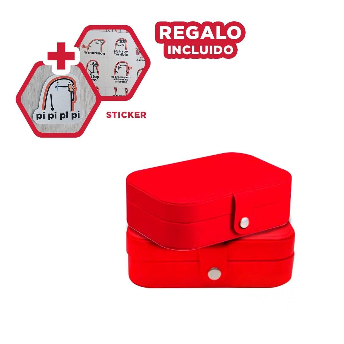 RYBIU IMPORT - Joyero Resistente de Color Rojo Y+Regalo Stickers