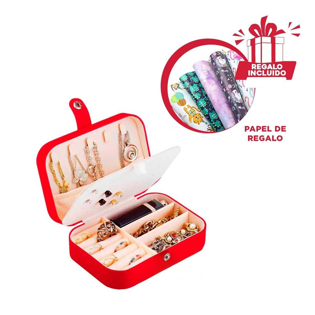 GENERICO - Joyero Elegante con Divisores en RojoY+Papel de Regalo