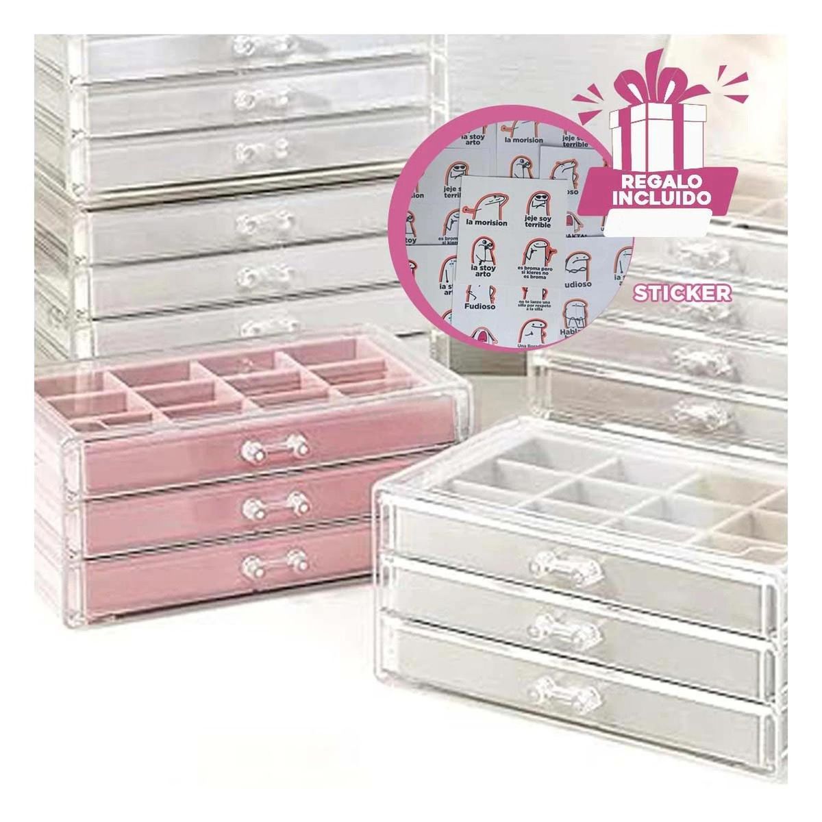 RYBIU IMPORT - Pack6 Caja de Joyas para Dama en Rosado Y+Regalo Stickers