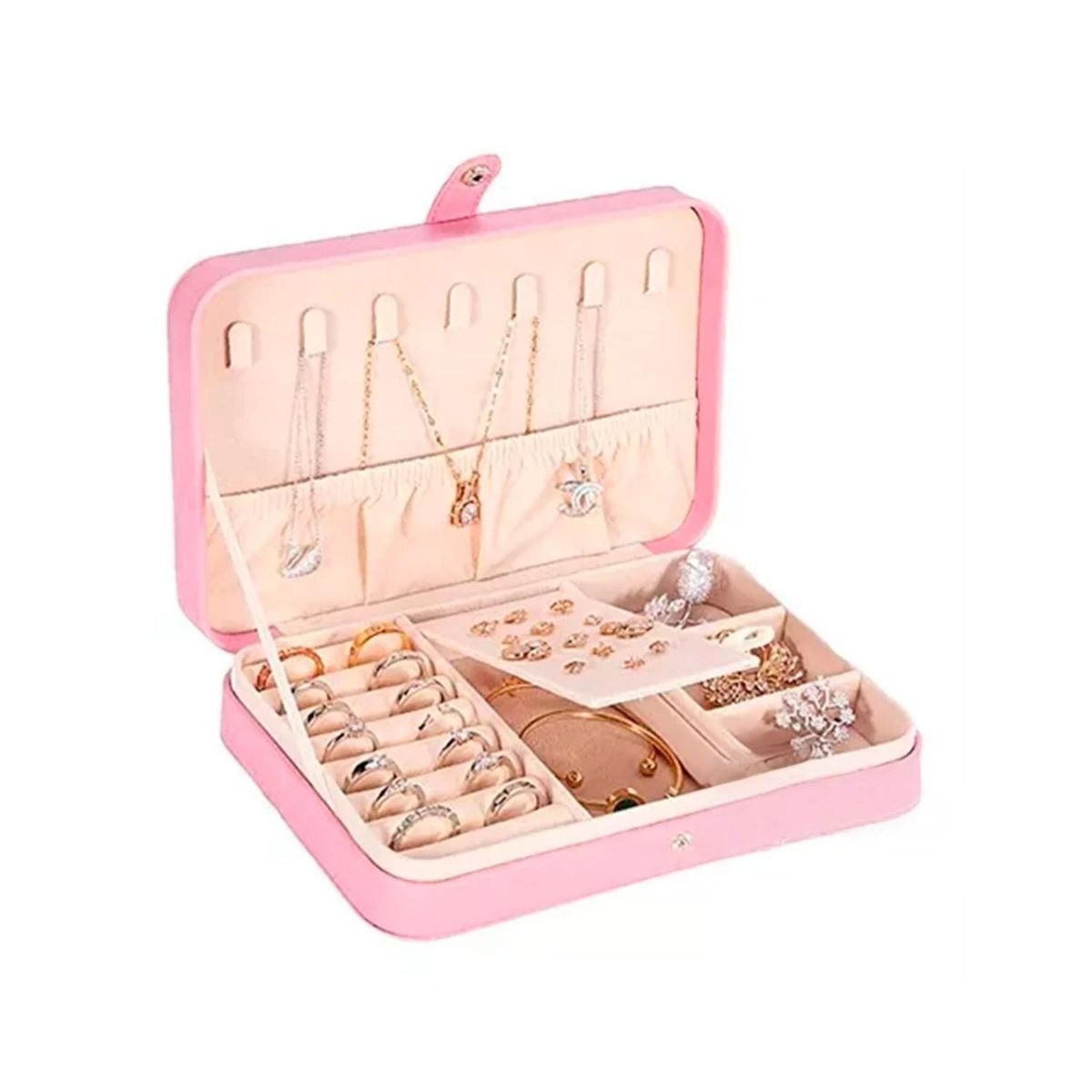 GENERICO - Joyero Organizador para Senoritas de Cuero de Color Rosado