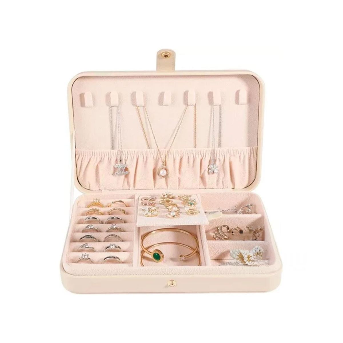 GENERICO - Joyero Organizador para Senoritas de Cuero de Color Beige