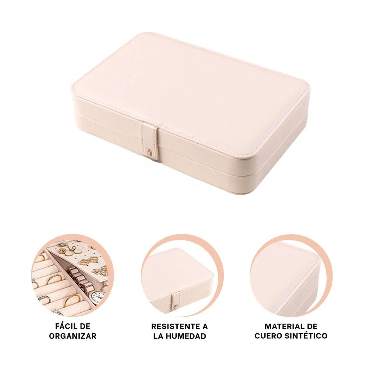 GENERICO - Joyero Organizador para Senoritas de Cuero de Color Beige