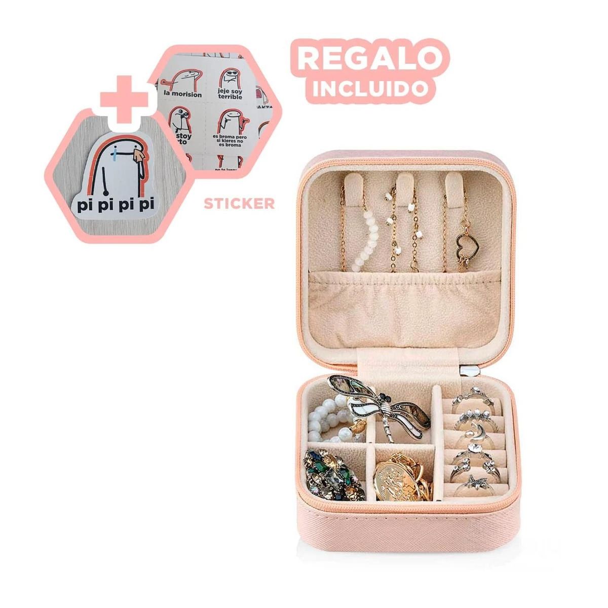 RYBIU IMPORT - Mini Cofre para Guardar Collar Rosa Y+Regalo Stickers