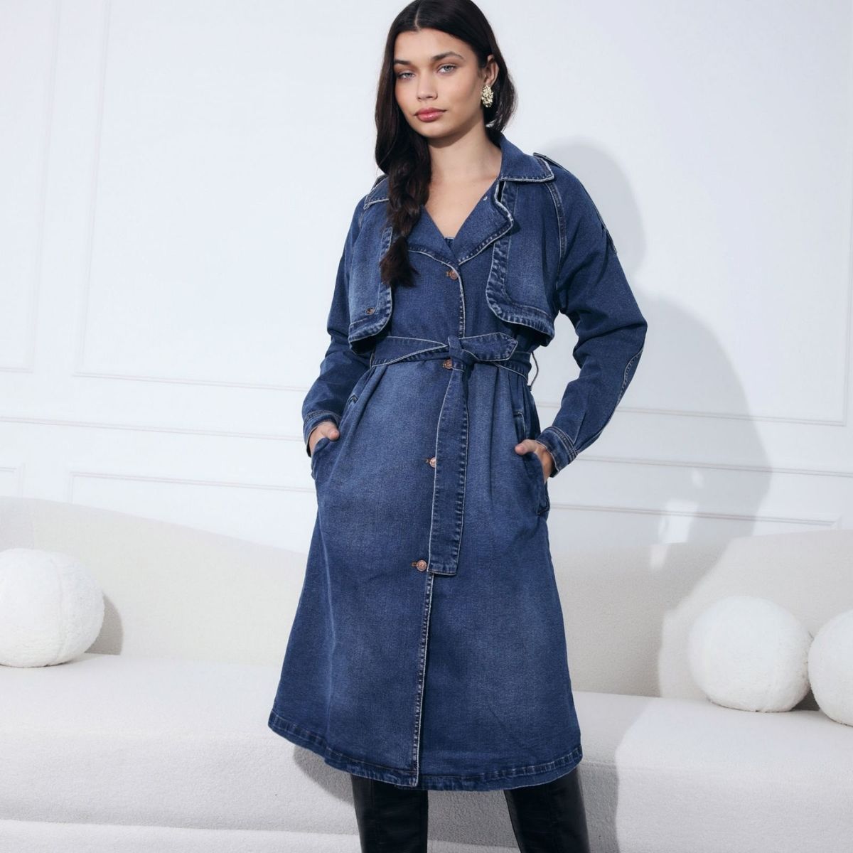JHAN HIDS - Gabardina Denim con solapas Kate