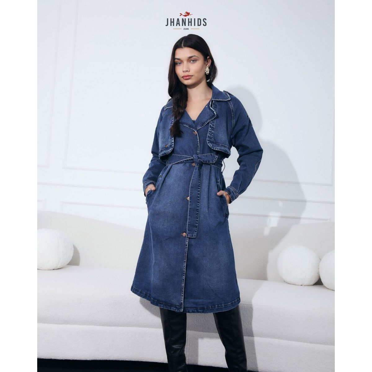 JHAN HIDS - Gabardina Denim con solapas Kate