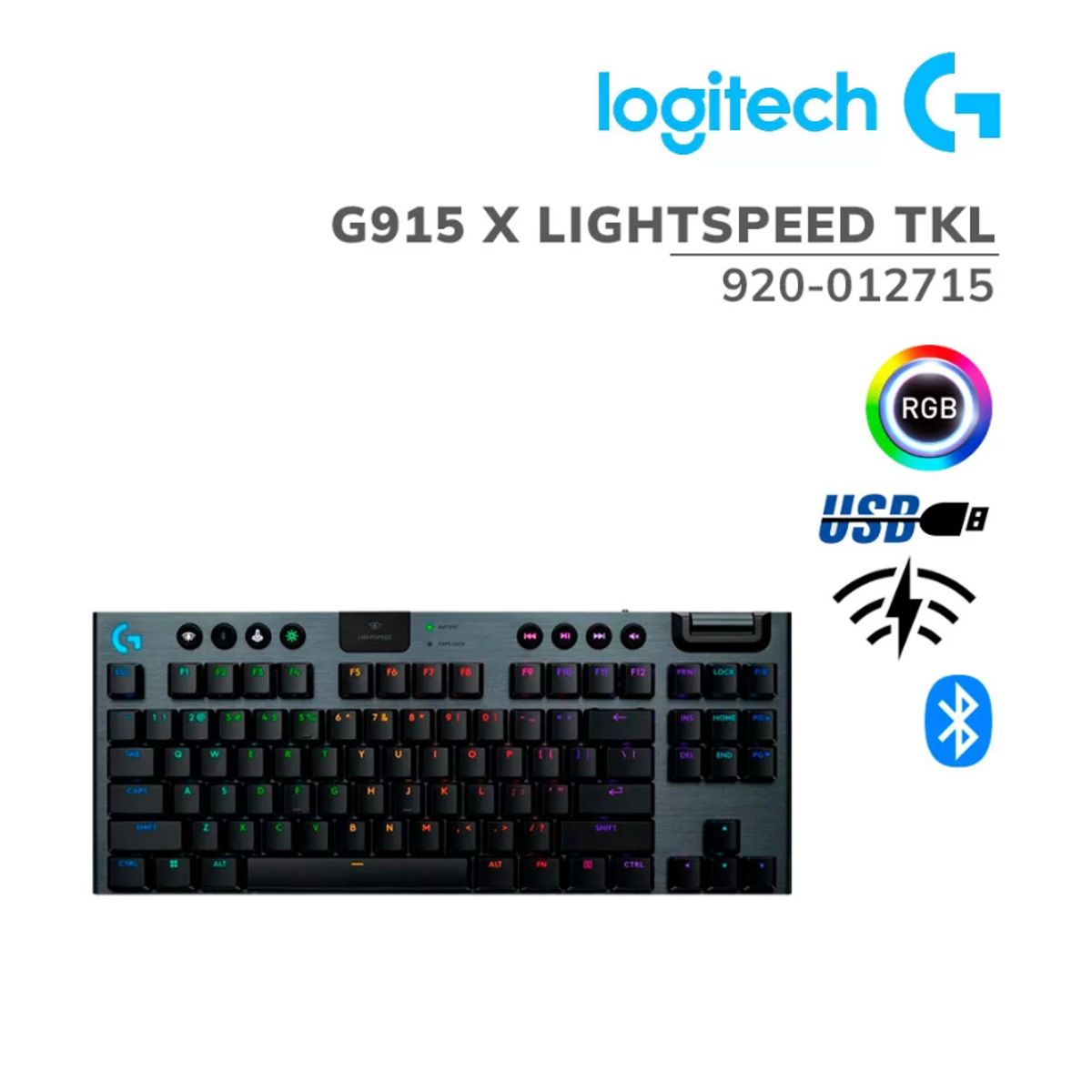 LOGITECH - Teclado LOGITECH G915 X TKL LIGHTSPEED KEYCONTROL BLACK