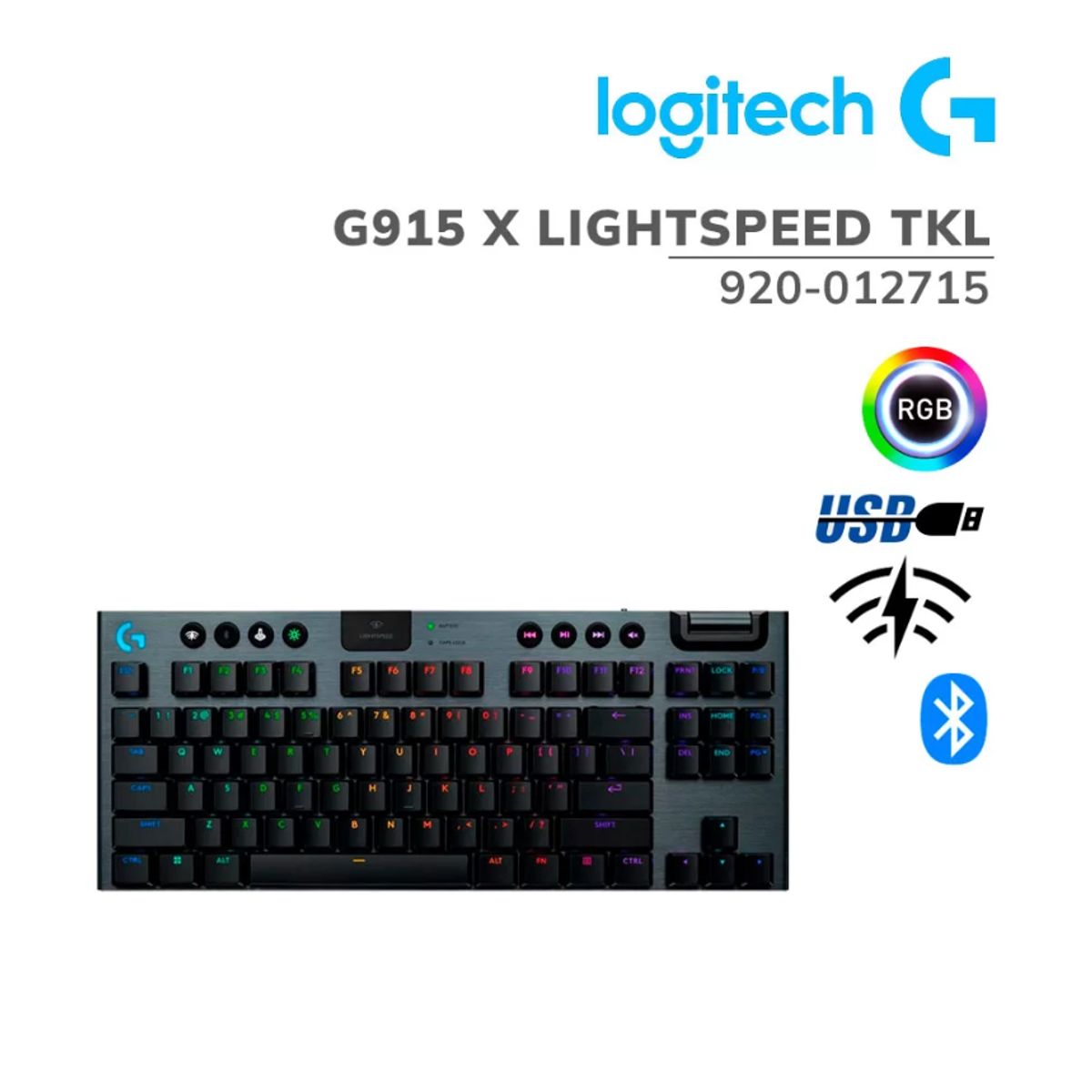 LOGITECH - Teclado LOGITECH G915 X TKL LIGHTSPEED KEYCONTROL BLACK