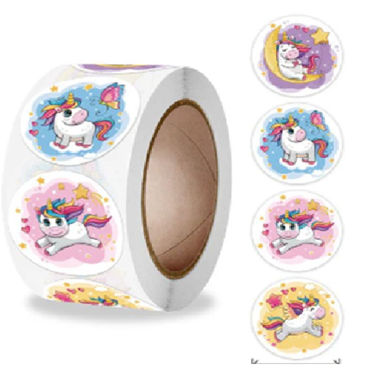 GENERICO - 100 stickers en rollo UNICORNIOS 5