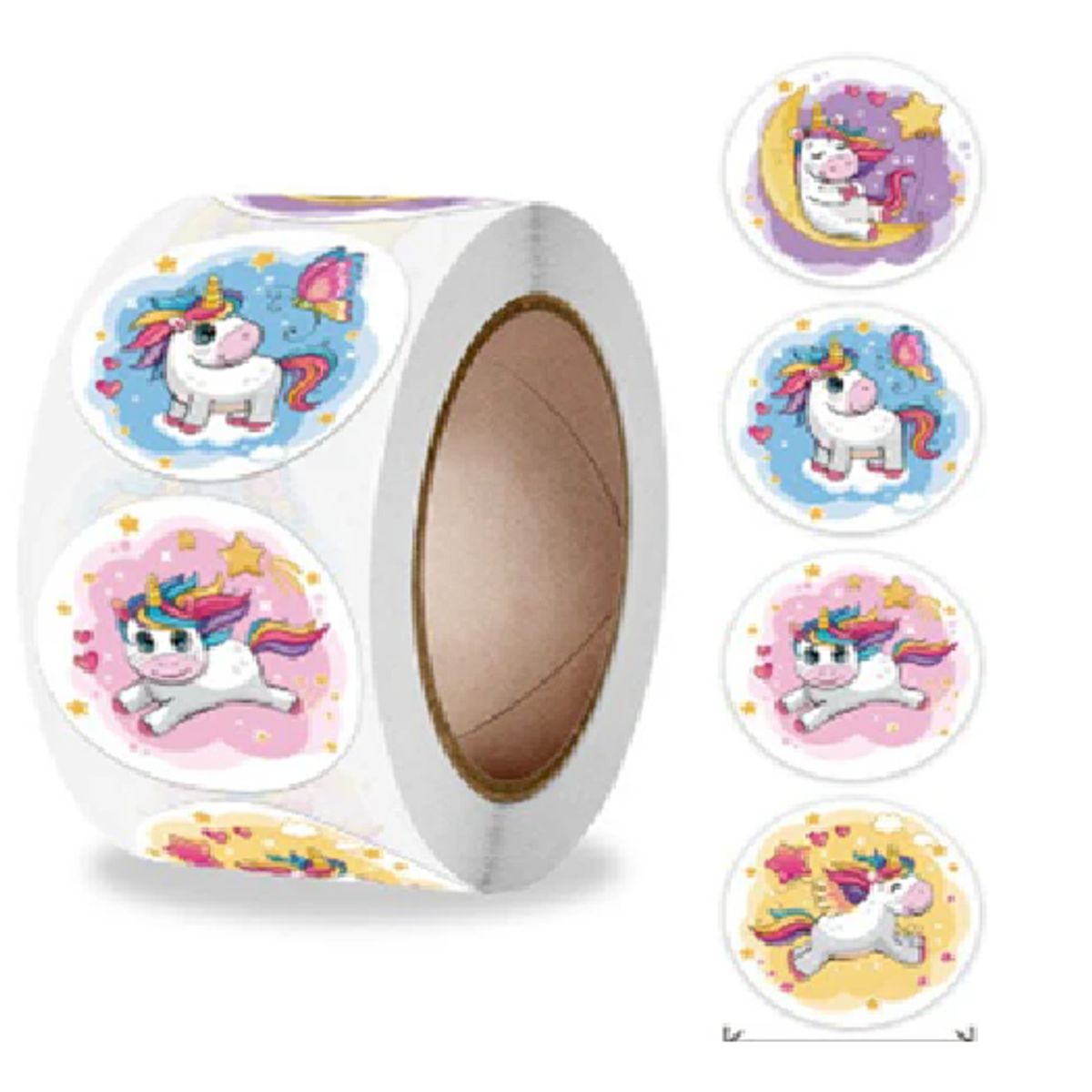 GENERICO - 100 stickers en rollo UNICORNIOS 5