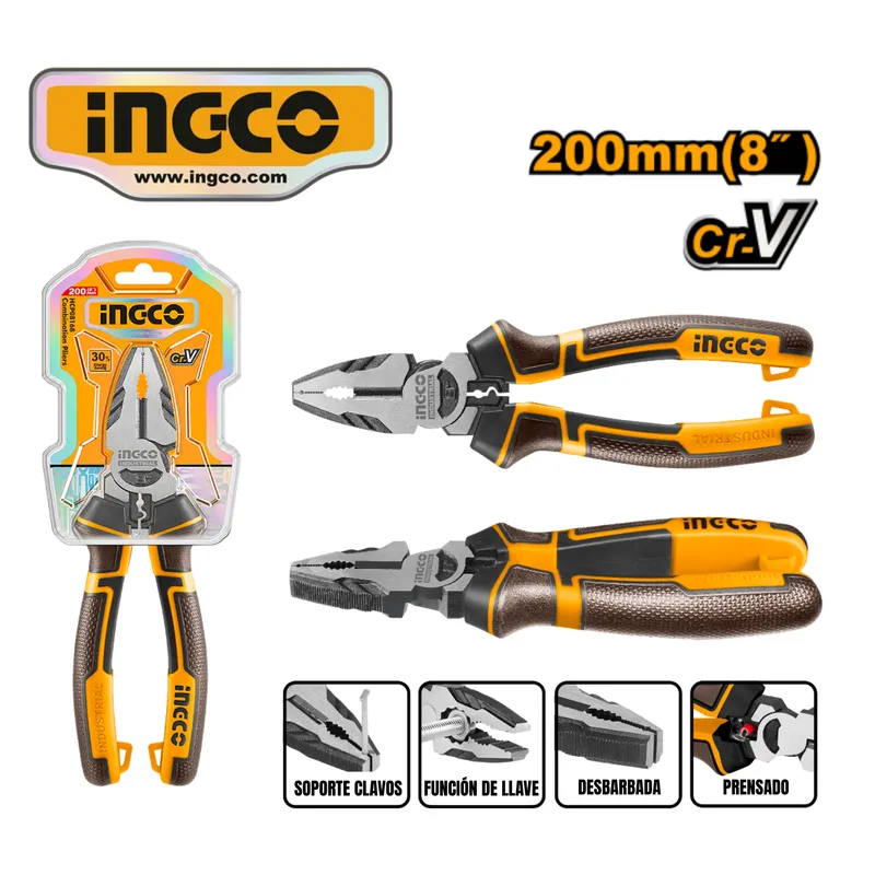 INGCO TOOLS - HHCP28200 ALICATE UNIVERSAL DE ALTO APALANCAMIENTO  8"