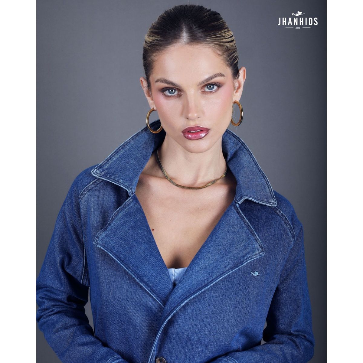 JHAN HIDS - Saco Largo Denim Dakota