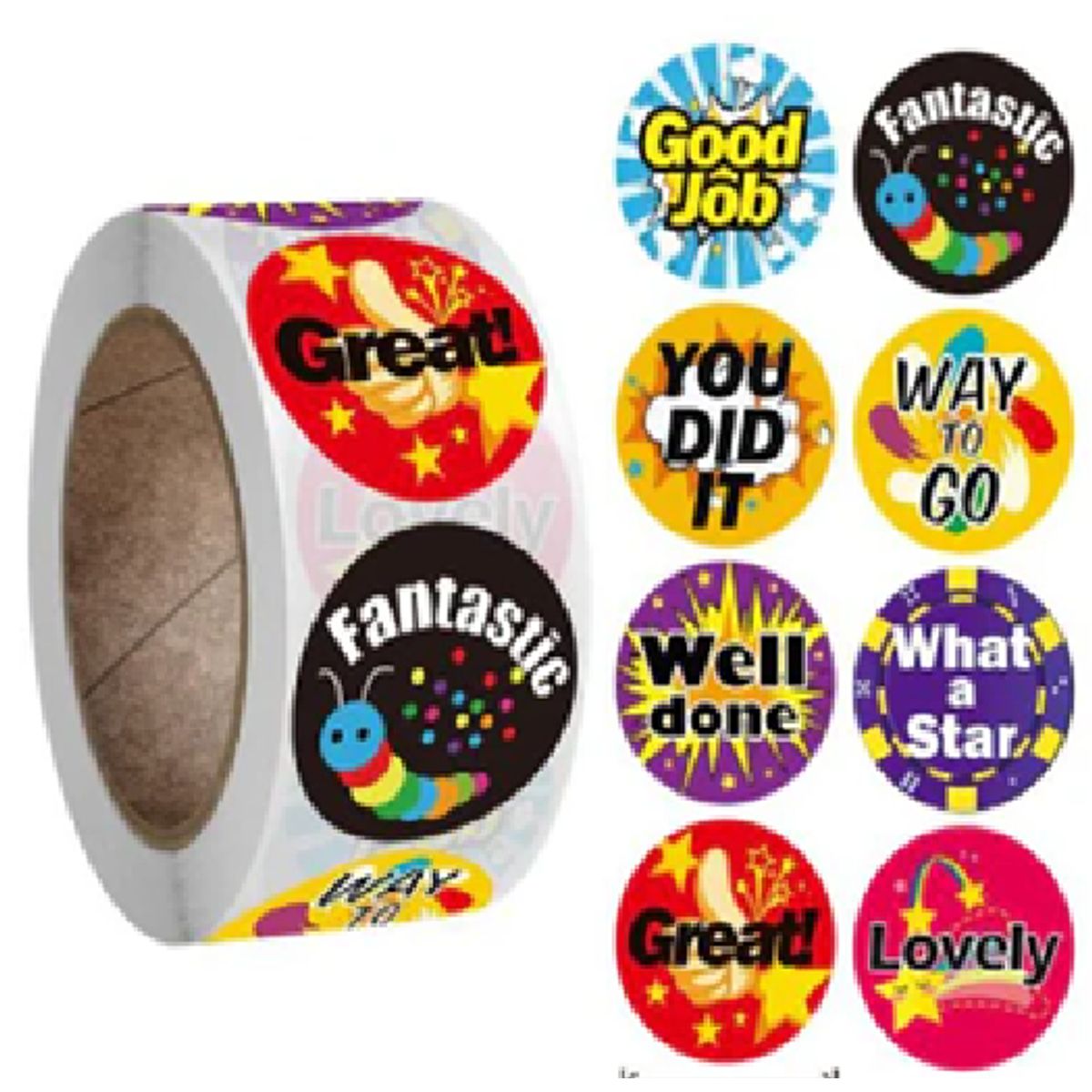 GENERICO - 100 stickers en rollo great, well done