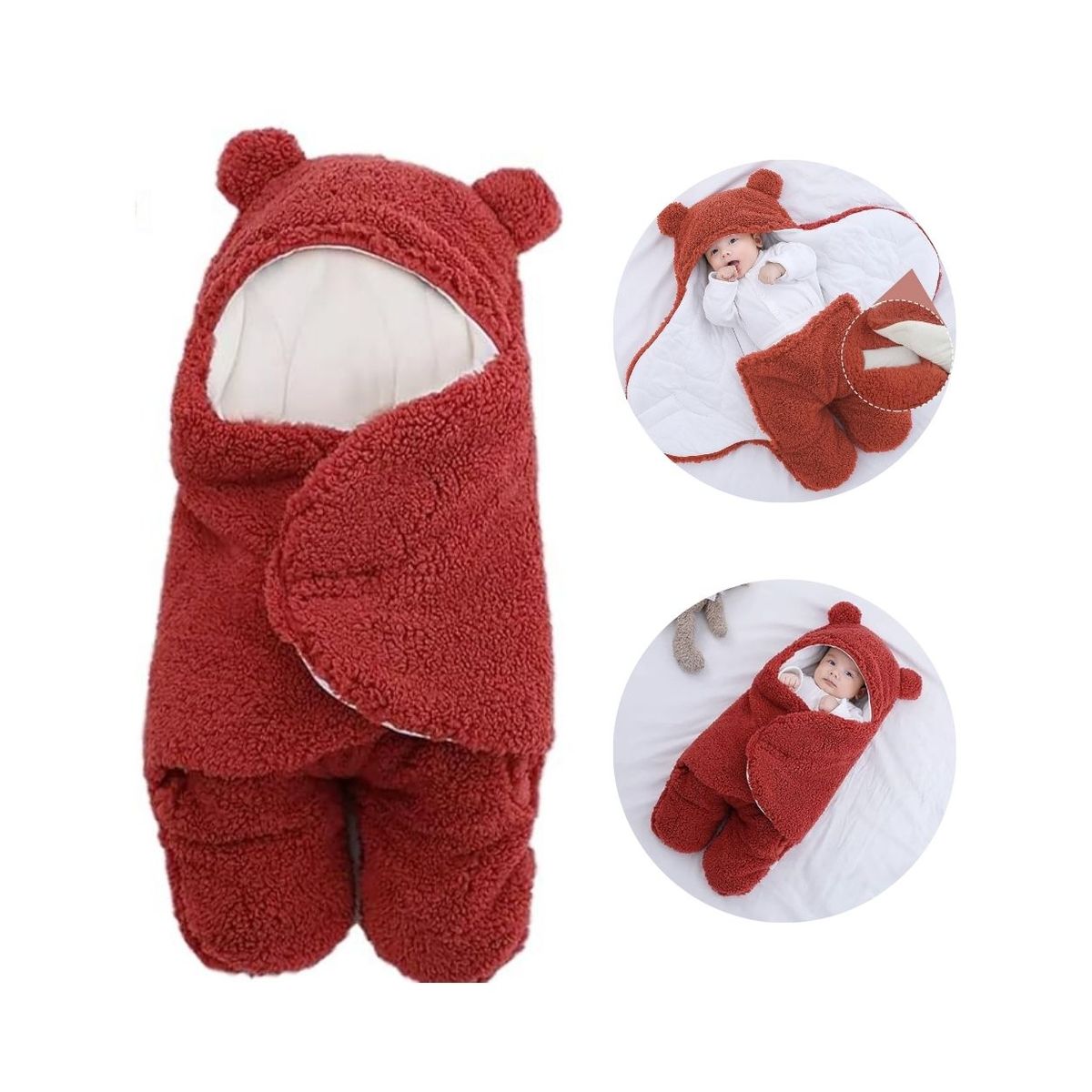 GENERICO - Bolsa de Dormir Osito de Felpa Rojo para Bebé