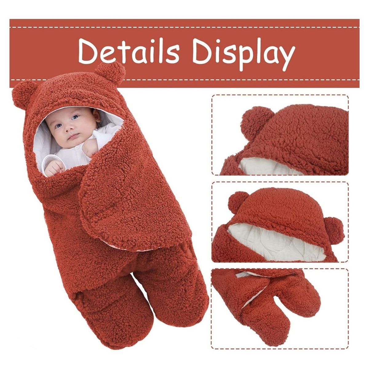 GENERICO - Bolsa de Dormir Osito de Felpa Rojo para Bebé