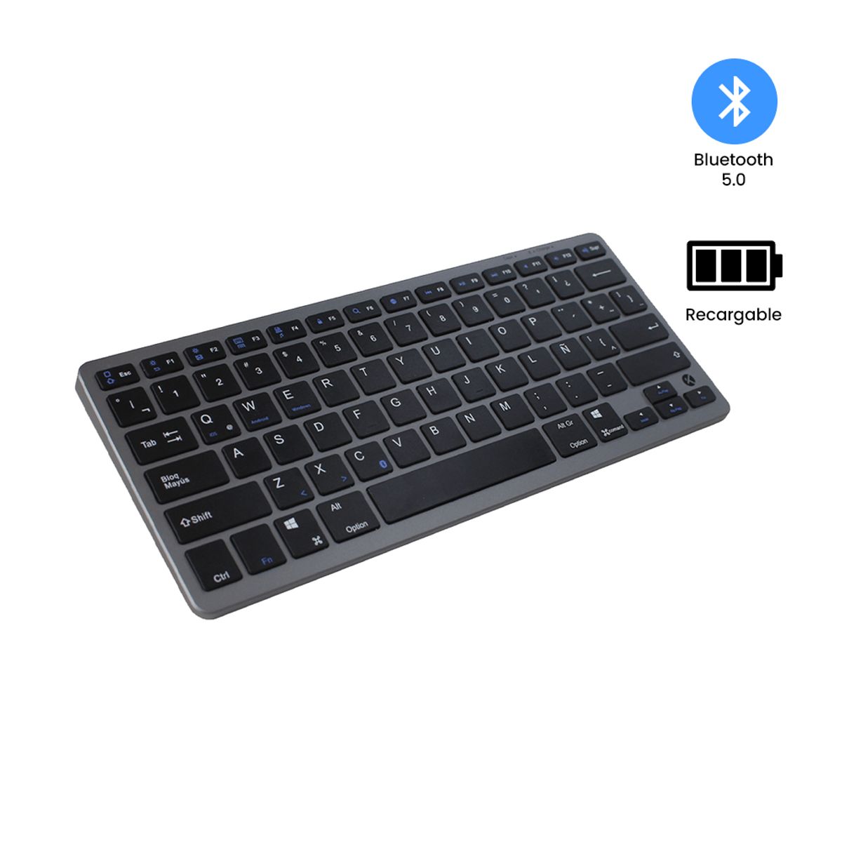 KREED - Teclado Inalámbrico Bluetooth Recargable BK3003  Negro