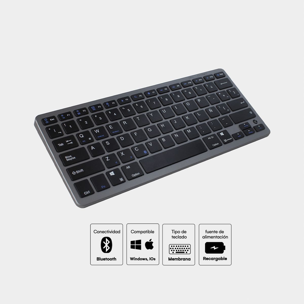 KREED - Teclado Inalámbrico Bluetooth Recargable BK3003  Negro
