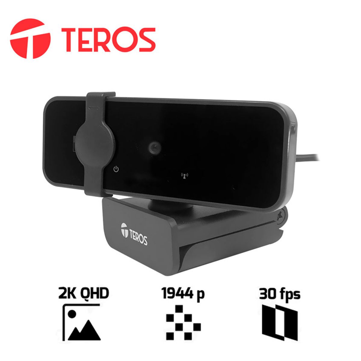 TEROS - Webcam TEROS TE-9072 2K Full HD 30FPS con Micrófono y Trípode USB