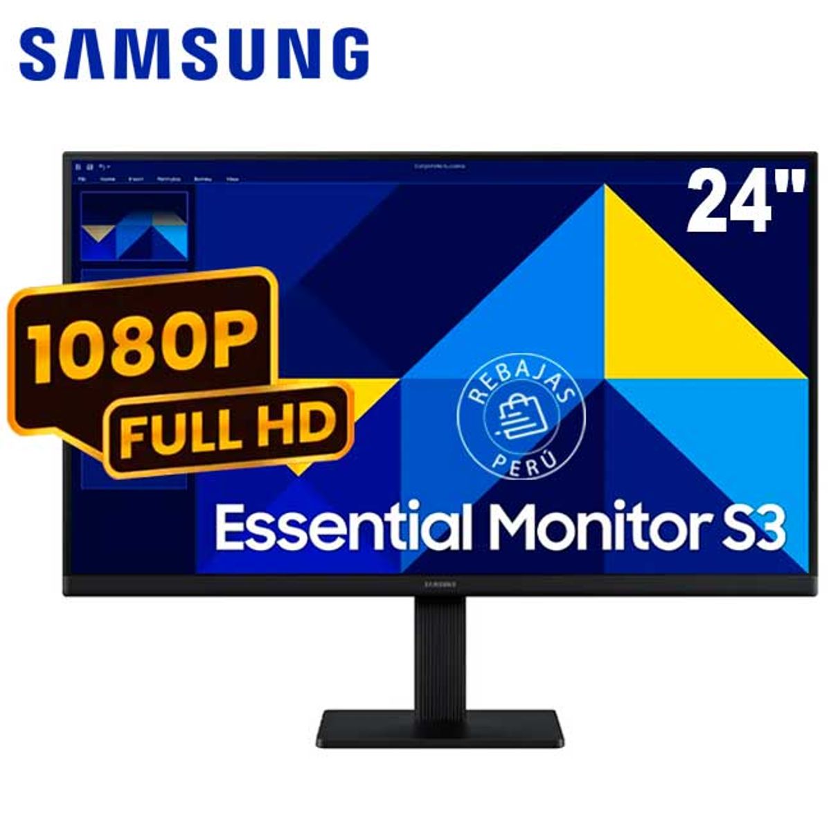 SAMSUNG - Monitor Samsung LS24D300GALXPE 24 FHD IPS 100Hz 5ms HDMI VGA Negro