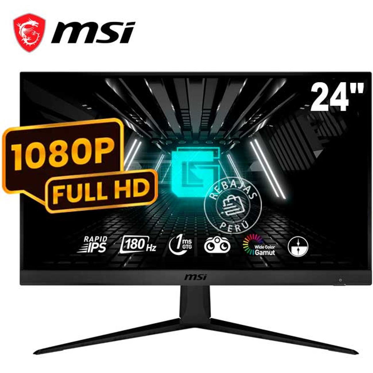 MSI - Monitor MSI G2412F 24″ FHD Rapid IPS 180 Hz 1 ms Adaptive-Sync