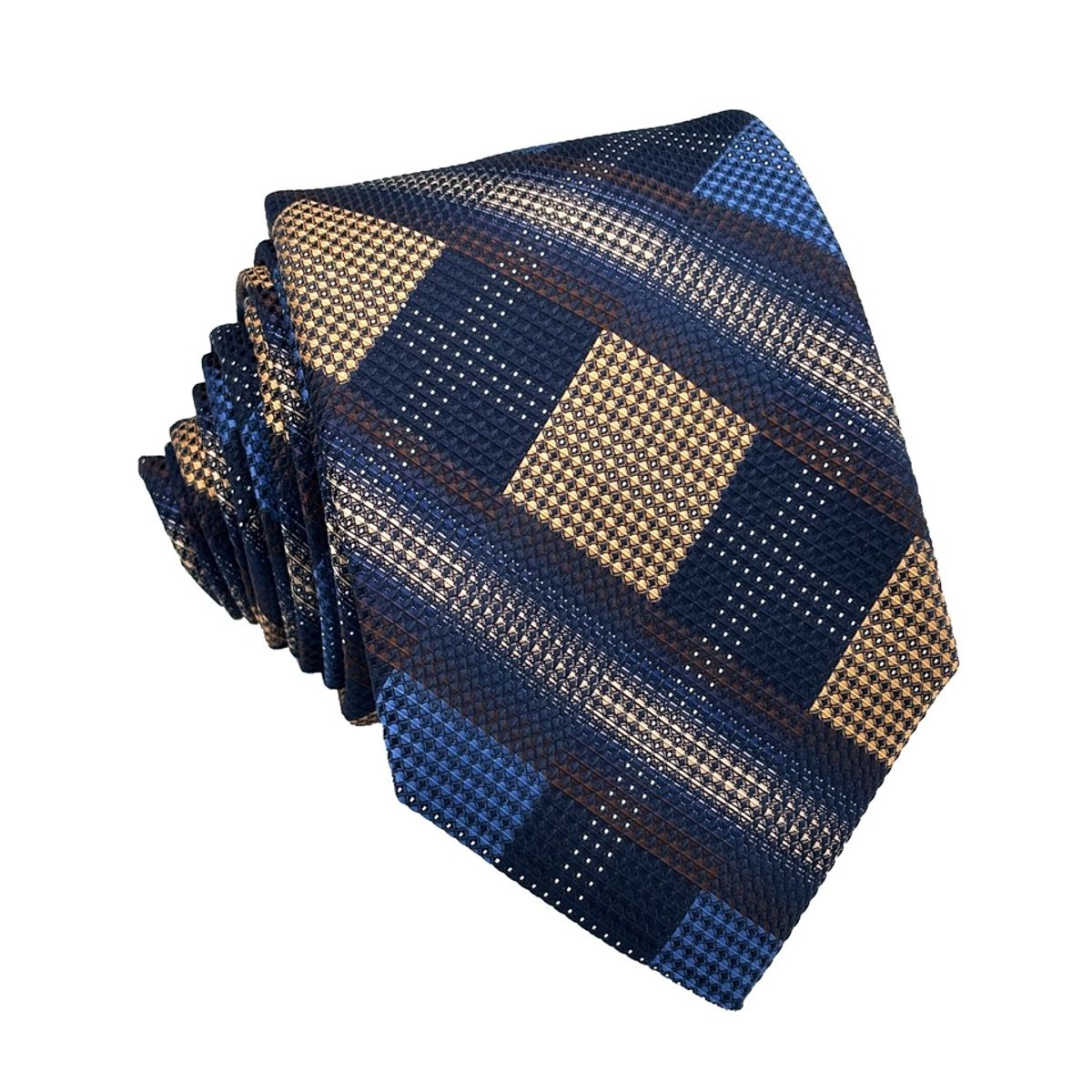 CHRISTIAN ARMAND - Corbata azul y beige cuadros geométricos Christian Armand