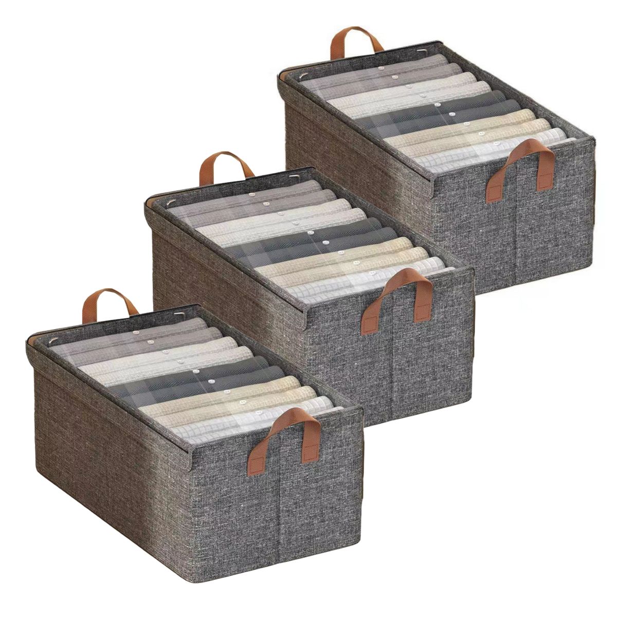 GENERICO - Organizador de ropa plegable PACK 3 UND con marco de acero y tapa