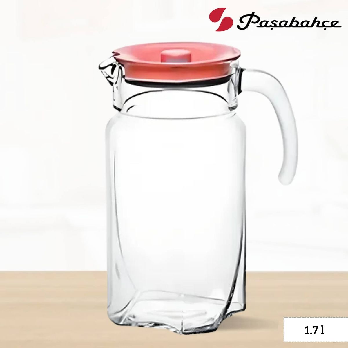 PASABAHCE - Jarra de Vidrio Luna Pasabahche Tapa Rosado 1.7 l