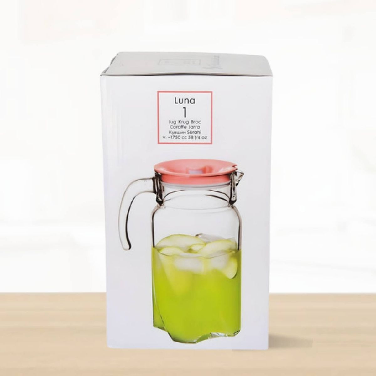 PASABAHCE - Jarra de Vidrio Luna Pasabahche Tapa Rosado 1.7 l