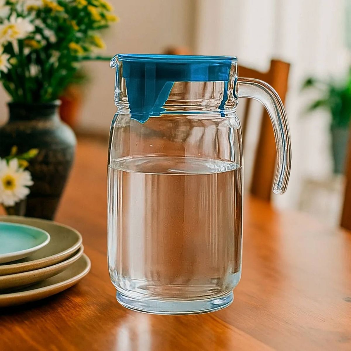 GENERICO - Jarra de Vidrio Tabola Tapa Azul 1.80 l