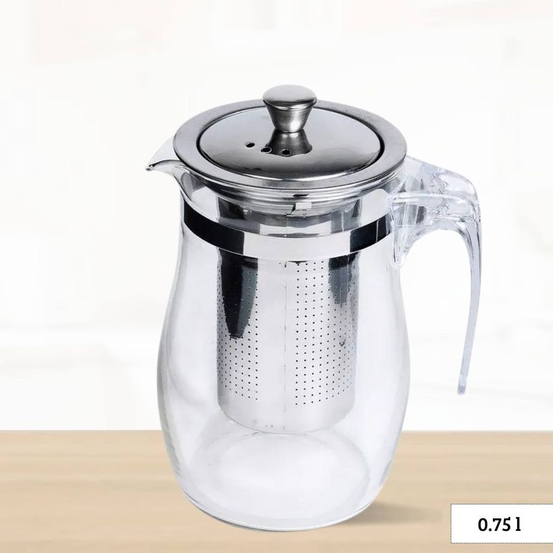 ICHIMATSU - Tetera de Vidrio Borosilicato con Filtro Tapa de Metal 750 ml