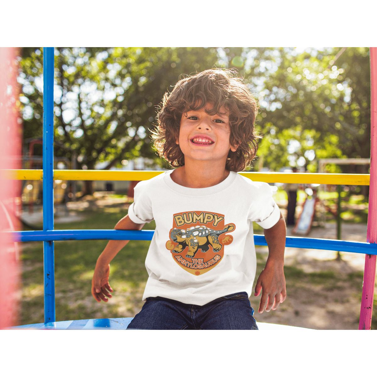 GENERICO - Camiseta de Dinosaurio Bumpy Polo para Niños Dino Algodon Blanco